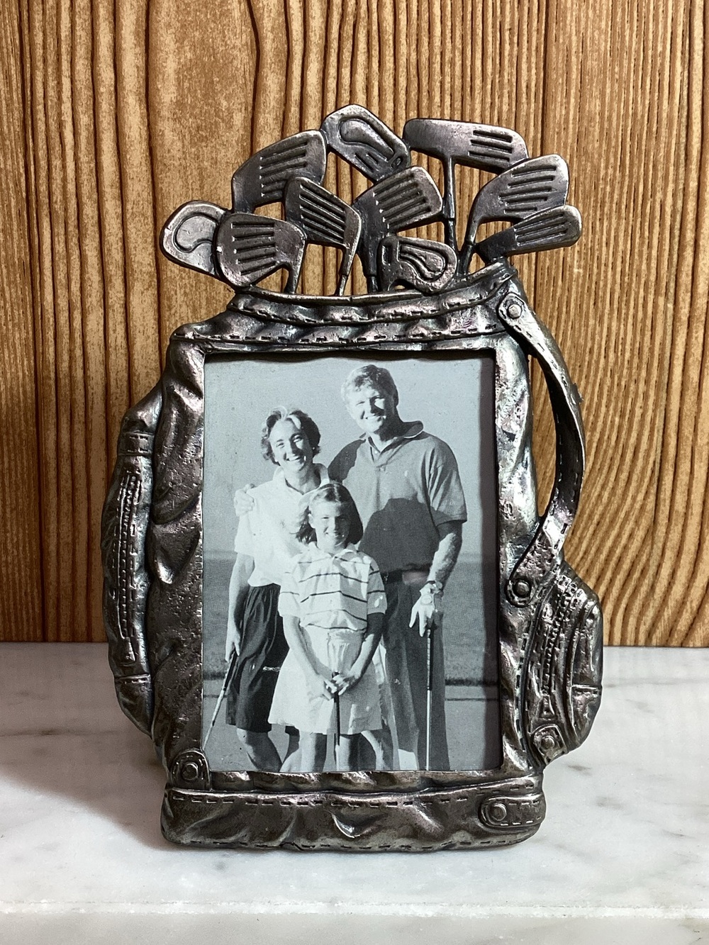 Pewter Golf Bag Photo Frame - Decorative Home Accent Holds a 2”x3” photo